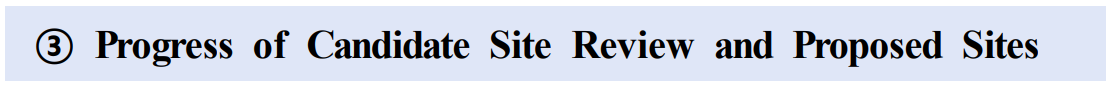 ③ Progress of Candidate Site Review and Proposed Sites